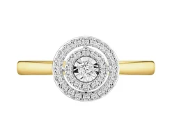 Online Apart Pierścionek z żółtego i białego złota z diamentami - 0,20 ct - próba 585