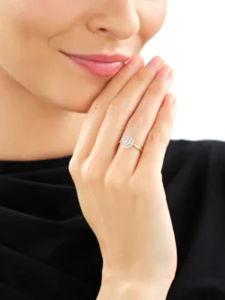 Online Apart Pierścionek z żółtego i białego złota z diamentami - 0,20 ct - próba 585