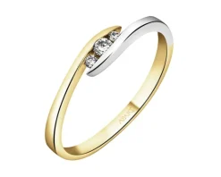 Hot Apart Pierścionek z żółtego i białego złota z brylantami - 0,06 ct - próba 585