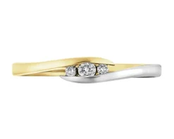 Hot Apart Pierścionek z żółtego i białego złota z brylantami - 0,06 ct - próba 585