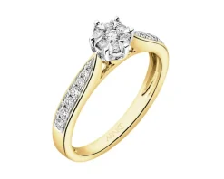 Outlet Apart Pierścionek z żółtego i białego złota z brylantami - 0,25 ct - próba 585