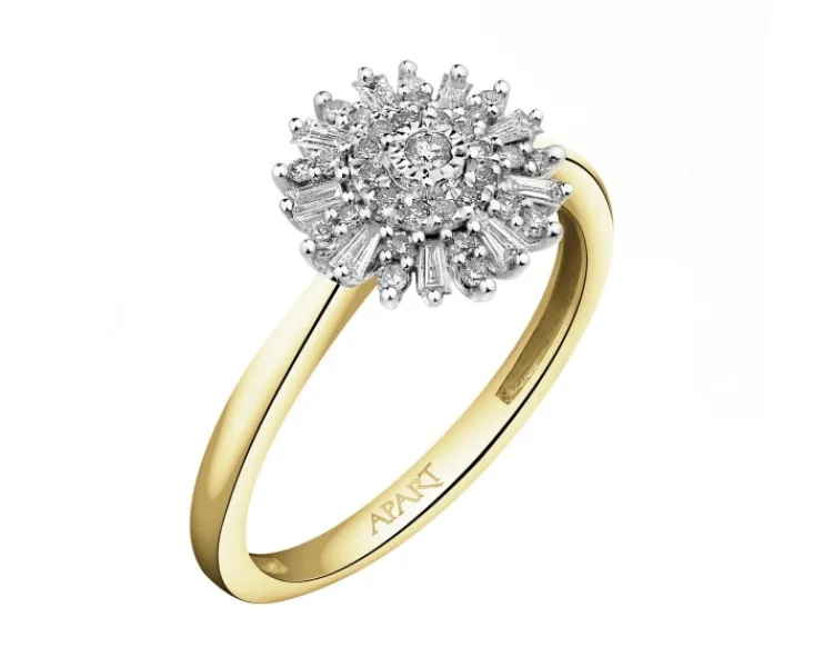 Apart Pierścionek z żółtego i białego złota z diamentami - 0,25 ct - próba 585< Pierścionki