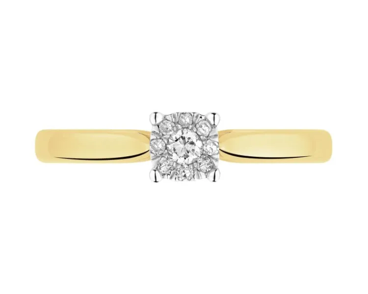 Apart Pierścionek z żółtego i białego złota z diamentami - 0,07 ct - próba 375< Pierścionki