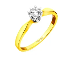 Hot Apart Pierścionek z żółtego i białego złota z brylantem - SI2/H - 0,28 ct - próba 585