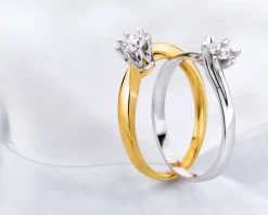 Hot Apart Pierścionek z żółtego i białego złota z brylantem - SI2/H - 0,28 ct - próba 585