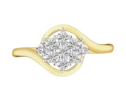 Sale Apart Pierścionek z żółtego i białego złota z brylantami - 0,05 ct - próba 375