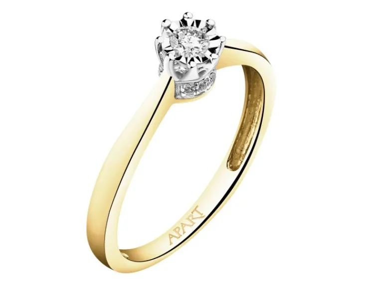 Sale Apart Pierścionek z żółtego i białego złota z brylantami - 0,13 ct - próba 585