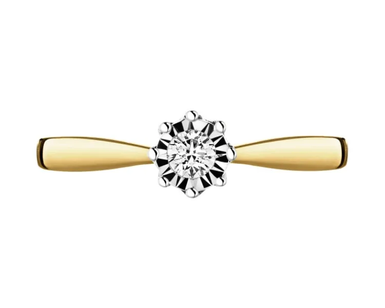 Sale Apart Pierścionek z żółtego i białego złota z brylantami - 0,13 ct - próba 585