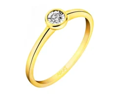 New Apart Pierścionek z żółtego i białego złota z brylantem - 0,05 ct - próba 375