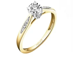 Hot Apart Pierścionek z żółtego i białego złota z brylantami - serce - 0,14 ct - próba 585