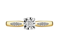 Hot Apart Pierścionek z żółtego i białego złota z brylantami - serce - 0,14 ct - próba 585