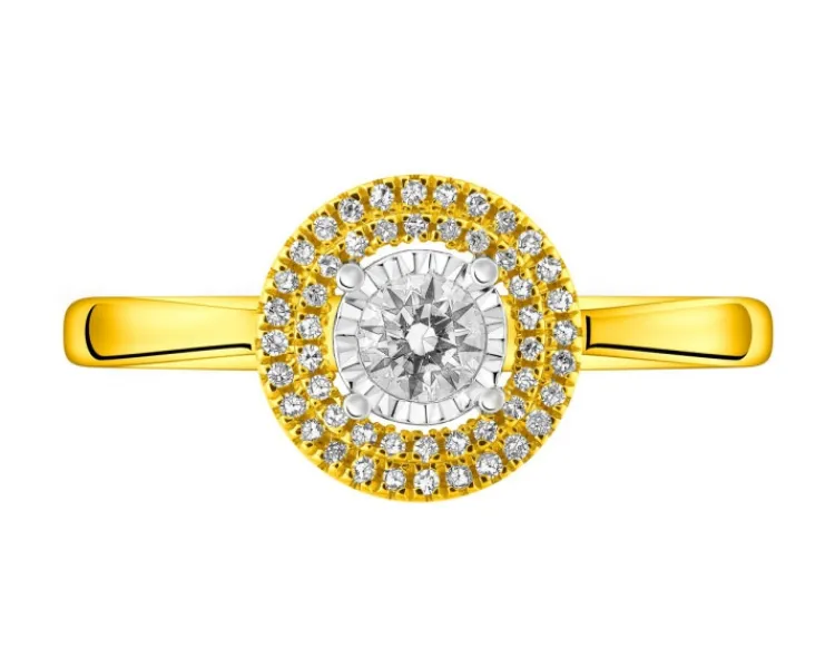 Apart Pierścionek z żółtego i białego złota z diamentami - 0,22 ct - próba 585< Pierścionki