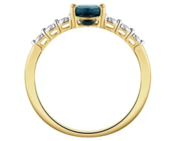 Online Apart Pierścionek z żółtego i białego złota z diamentami i topazem London Blue - próba 375
