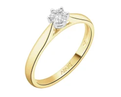 Apart Pierścionek z żółtego i białego złota z brylantami - 0,06 ct - próba 585