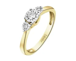 New Apart Pierścionek z żółtego i białego złota z brylantami - 0,12 ct - próba 585