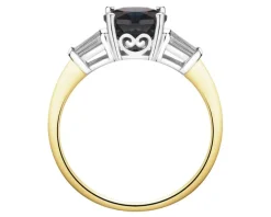 Outlet Apart Pierścionek z żółtego i białego złota z diamentami i topazem London Blue - próba 585