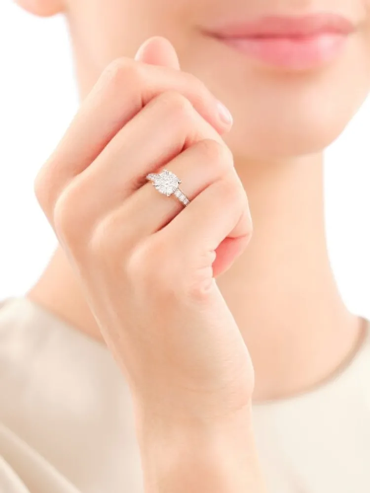 Clearance Apart Pierścionek z żółtego i białego złota z brylantami - 0,75 ct - próba 585