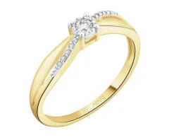 Clearance Apart Pierścionek z żółtego i białego złota z diamentami - 0,08 ct - próba 585