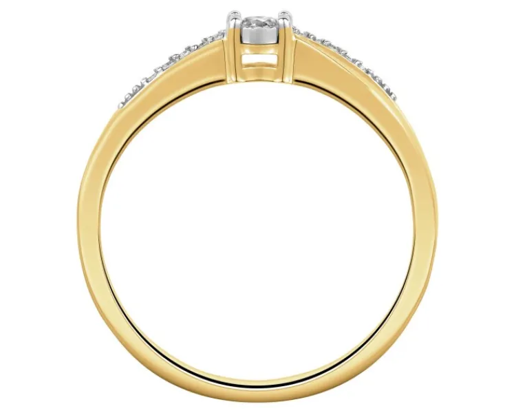 Clearance Apart Pierścionek z żółtego i białego złota z diamentami - 0,08 ct - próba 585