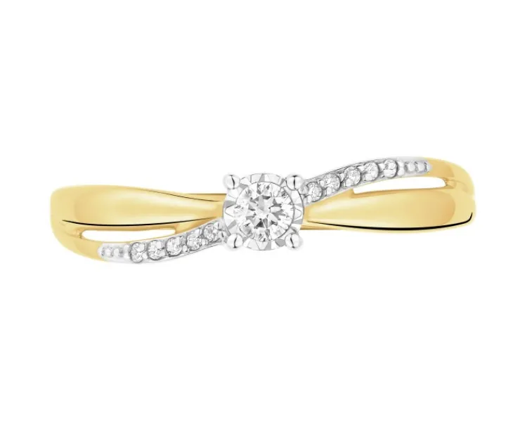 Clearance Apart Pierścionek z żółtego i białego złota z diamentami - 0,08 ct - próba 585