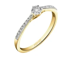 Hot Apart Pierścionek z żółtego i białego złota z diamentami - 0,15 ct - próba 585