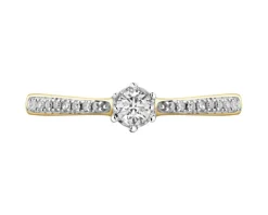 Hot Apart Pierścionek z żółtego i białego złota z diamentami - 0,15 ct - próba 585