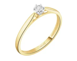 Apart Pierścionek z żółtego i białego złota z brylantem - 0,03 ct - próba 585< Pierścionki