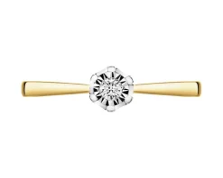 Sale Apart Pierścionek z żółtego i białego złota z brylantem - 0,05 ct - próba 585