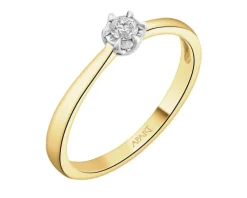 Apart Pierścionek z żółtego złota z brylantem - 0,08 ct - próba 585< Pierścionki