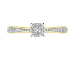 Discount Apart Pierścionek z żółtego złota z diamentami - 0,08 ct - próba 585