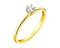 Best Apart Pierścionek z żółtego złota z brylantem - 0,16 ct - próba 585