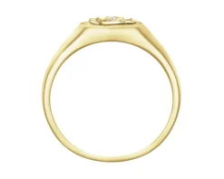 Clearance Apart Pierścionek z żółtego złota z diamentem - sygnet - kwiat - 0,004 ct - próba 375