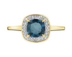 Apart Pierścionek z żółtego złota z diamentami i topazem London Blue - próba 585< Wszystkie