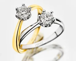 Sale Apart Pierścionek z żółtego złota z brylantem - 0,07 ct - próba 585