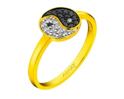 New Apart Pierścionek z żółtego złota z brylantami - yin yang - 0,16 ct - próba 585