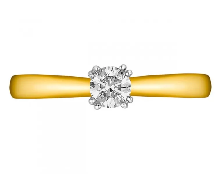Apart Pierścionek z żółtego złota z brylantem - 0,18 ct - próba 750< Pierścionki