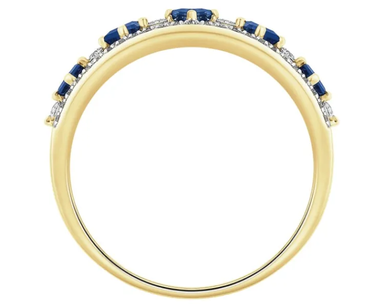Clearance Apart Pierścionek z żółtego złota z diamentami i szafirami - próba 585