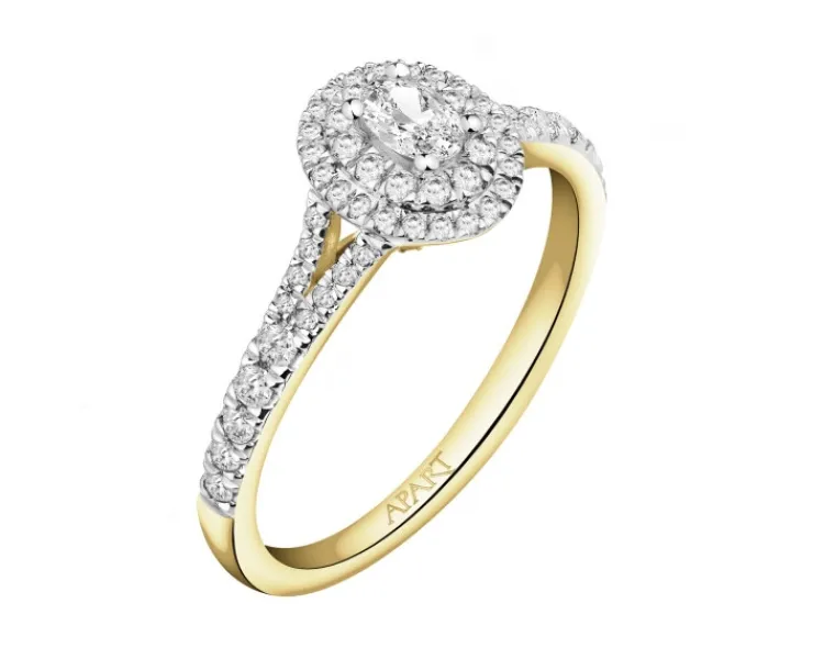 Sale Apart Pierścionek z żółtego złota z diamentami - 0,50 ct - próba 585