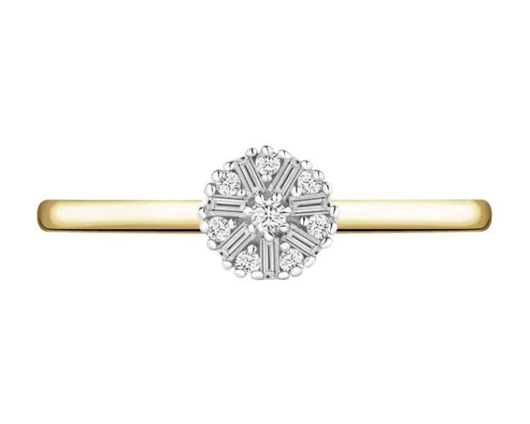 Online Apart Pierścionek z żółtego złota z diamentami - 0,09 ct - próba 585