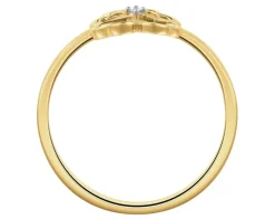 Hot Apart Pierścionek z żółtego złota z diamentem - koniczyna - 0,006 ct - próba 375