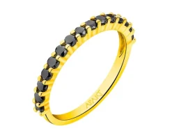 Apart Pierścionek z żółtego złota z czarnymi brylantami - 0,45 ct - próba 585< Pierścionki