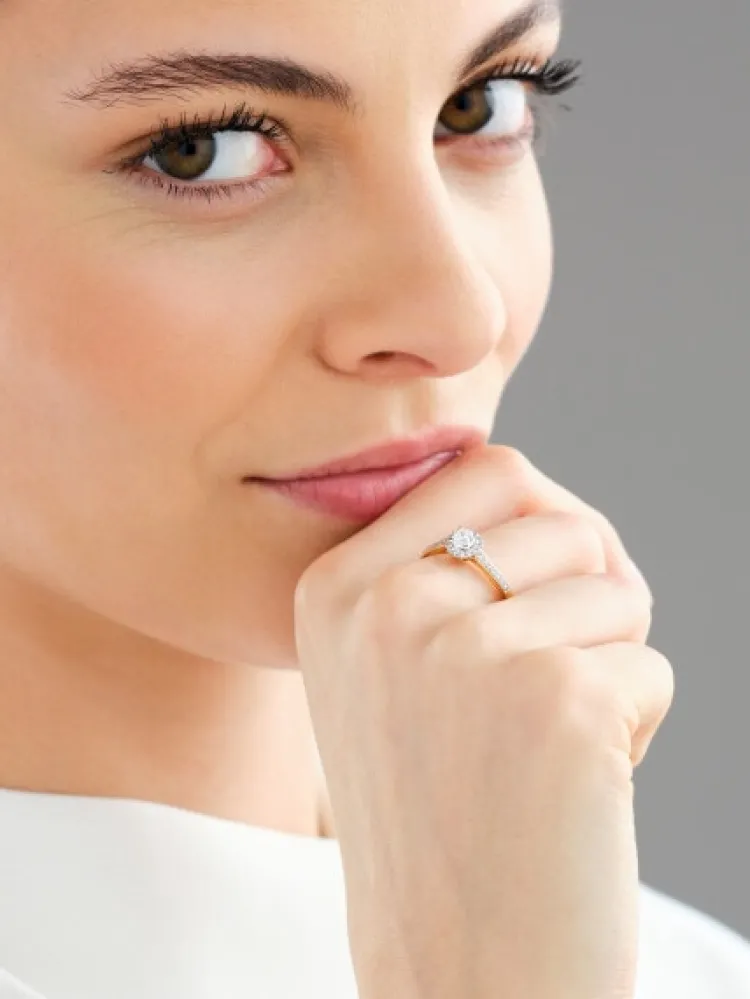 Apart Pierścionek z żółtego złota z brylantami - 0,48 ct - próba 750< Pierścionki