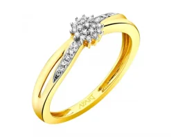 Hot Apart Pierścionek z żółtego złota z diamentami - 0,06 ct - próba 585