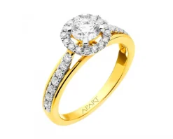 Hot Apart Pierścionek z żółtego złota z brylantami - SI1/H - 0,91 ct - próba 585