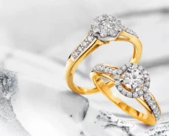 Hot Apart Pierścionek z żółtego złota z brylantami  - SI1/H - 0,91 ct - próba 585