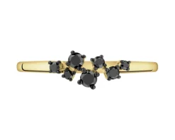 Discount Apart Pierścionek z żółtego złota z czarnymi brylantami - 0,15 ct - próba 375