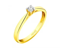 Sale Apart Pierścionek z żółtego złota z brylantem - 0,08 ct - próba 585