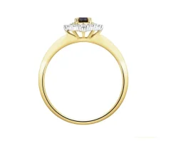 New Apart Pierścionek z żółtego złota z diamentami i szafirem - próba 585