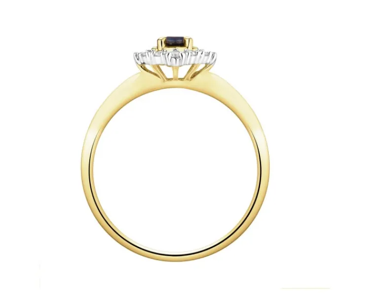 New Apart Pierścionek z żółtego złota z diamentami i szafirem - próba 585