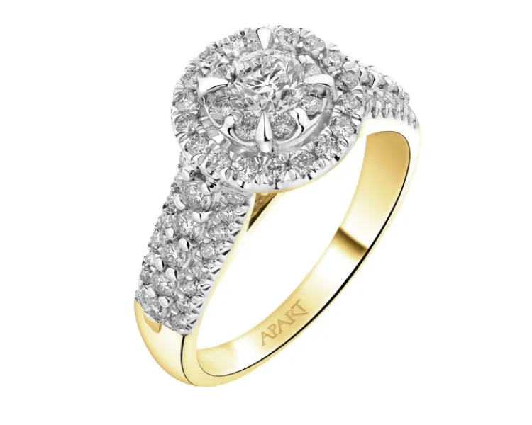 Hot Apart Pierścionek z żółtego złota z brylantami - 1,00 ct - próba 585